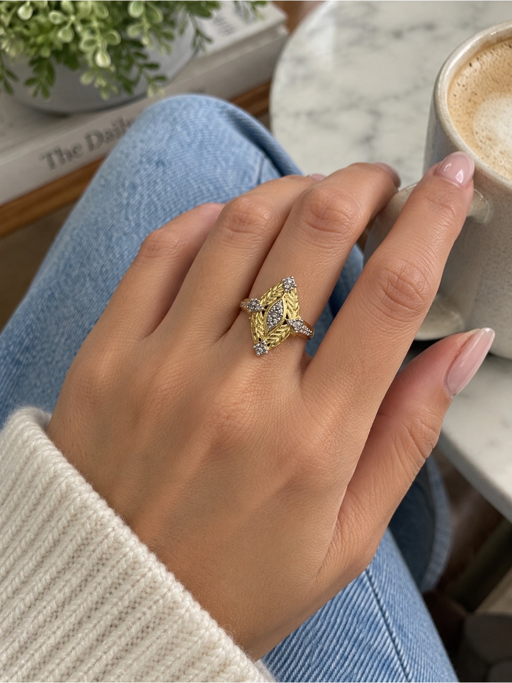 Diamond Marquise Mossionite 0.33 CTW Statement Ring •NWT
